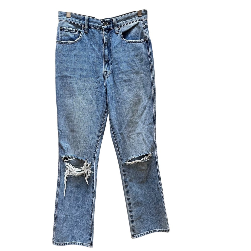 Pistola Eden High Rise Distressed Mom Medium Wash‎ Straight Jeans Size 27
